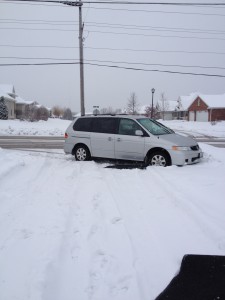See the tire tracks? That's the direction the van should be heading!